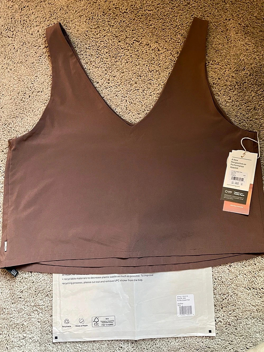 Vuori villa Cropped Tank in Zion Rose Size Large NWT